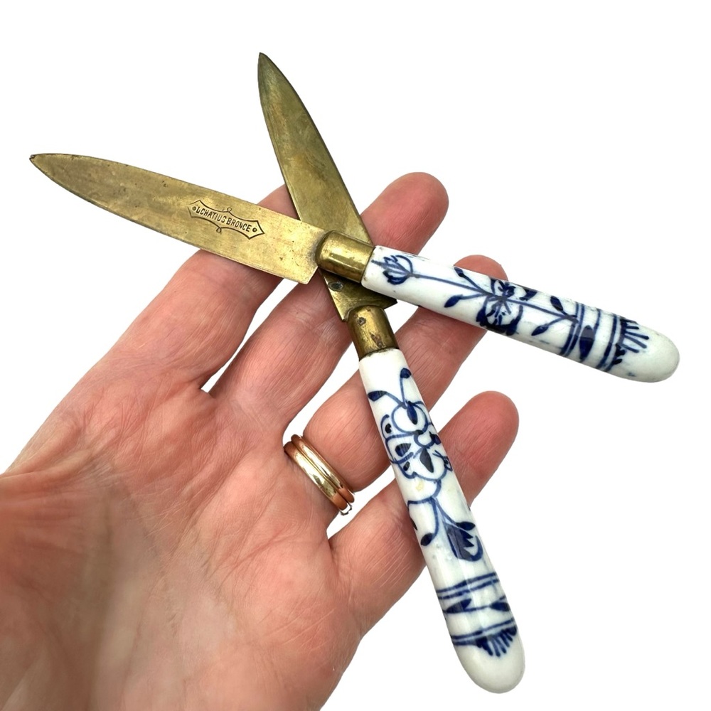 Vintage Brass & Porcelain German Knives (2)